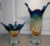 Nice Solid Glass Multi Colored Vase Set