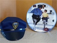 Police Plate, Stand, & Hat