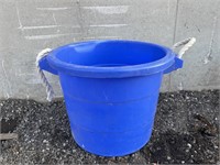 Blue plastic feed tub