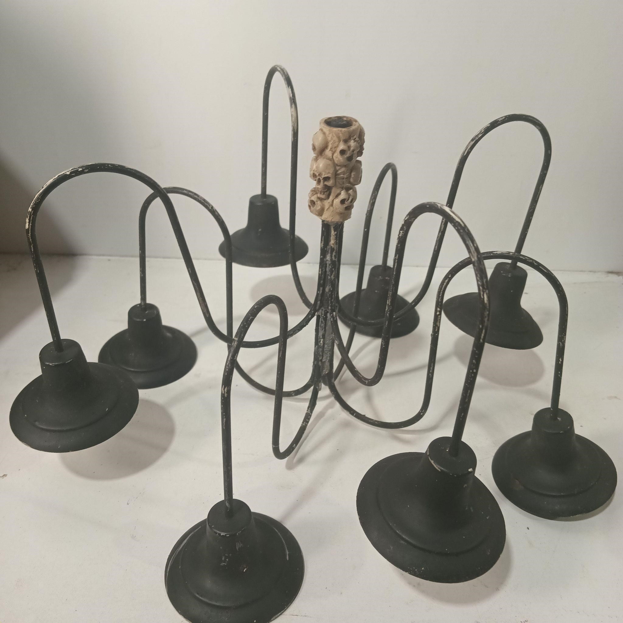 Vintage 8 candlelite skull chandelier