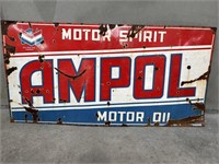 Original AMPOL Motor Spirit Motor Oil Enamel Sign