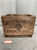 SHELLEY & SONS BROKEN HILL Timber Softdrink Crate