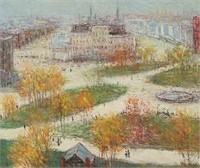 M. Johan Oil on Canvas Park Cityscape