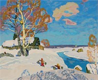 After Moisey Kogan Serigraph Winter Landscape