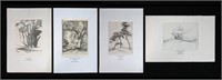 4 Etchings & Lithographs Botke, Swann, Alson
