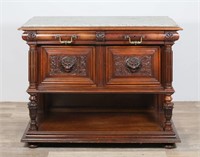 French Renaissance Revival Marble Top Sideboard