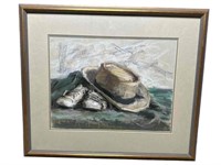 BRIAN ARMSTRONG STILL LIFE - HAT AND SHOES PASTEL