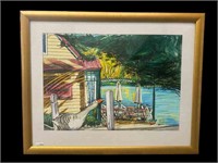 "BOAT HOUSE" BY GARY MCEWAN SIGNED FRAMED PASTEL