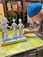 SIGNED DAVID BROMLEY PINOCCHIO SILVER RESIN