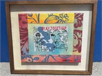 SIGNED DAVID BROMLEY STITCHING "PLAY TOGETHER "