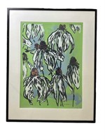 SIGNED DAVID BROMLEY "LARGE FLOWERS "GREEN A/P