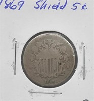 1869 Sheild 5 Cent Coin