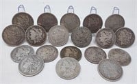 19 Circulated Morgan Silver Dollars