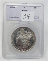 1897-S Silver Dollar Segs MS 65 P/L