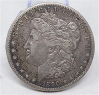 1890-CC Silver Dollar “Tail Bar” VF
