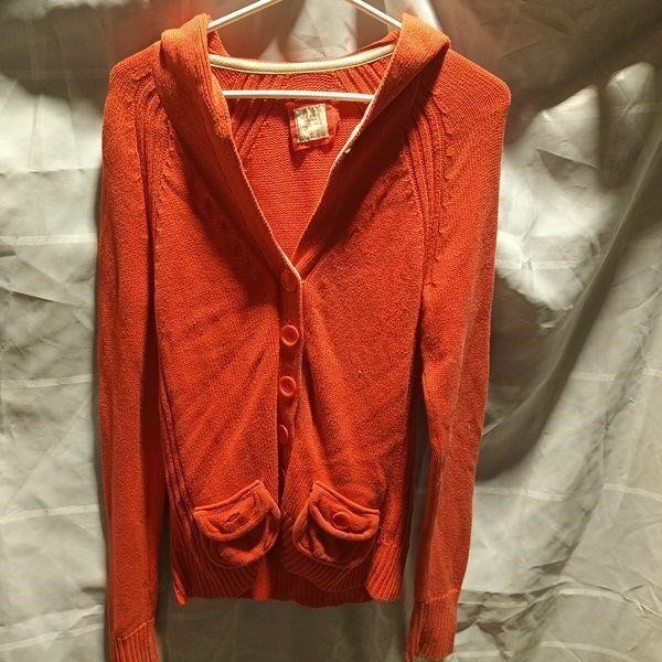 Old Navy Orange Cotton Hooded Cardigan Sweater