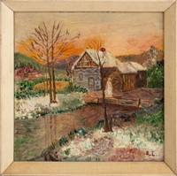 Roscoe Clarence Magill Attr. Winter Lanscape Oil