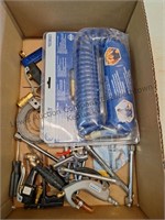 Box lot, air hose and accessories.