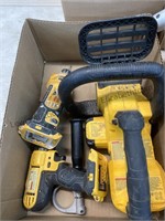 20 V DeWalt chainsaw, missing parts, drill, cut