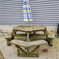 Picnic Table with umbrella and stand
