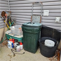 Gardening Items, trash can, ladder and misc. items