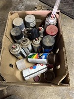 BOX OF MISC SPRAY PAINT