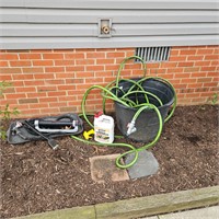 Hose, sprinkler and hose bucket