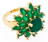 Fancy Emerald Green Cluster Ring