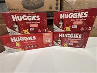 (4) Cases Huggies Diapers - Various Sizes