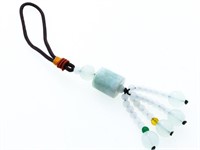 Hand Varved Jade Bracelet w/ Nylon Chord, Beads &