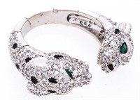 Custom Design Ring, Double Panther Head, Gemstone