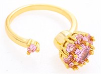 Spinner Ring - Pink Swarovski Crystal Elements - T