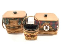 3 Longaberger Baskets w/ Accessory