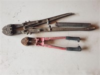 2 bolt cutters  pipe wrench 2 broken handles