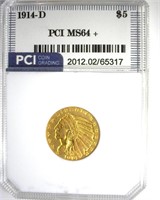 1914-D Gold $5 MS64+ LISTS $9500