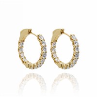 14kt Gold 2.4 ctw Diamond Inside Out Hoop Earrings