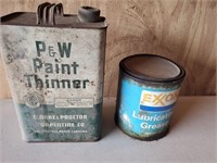 Exxon lubricant and P&W paint thinner can