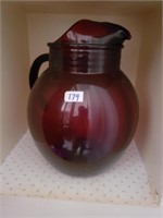 RUBY RED PITCHER WITH ICE LIP