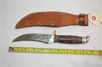 9.5" Western Bow Tie Knife W/ Leather Sheath