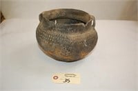 Native American Pottery Vessel W/ Strap Handles
