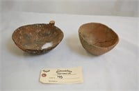 2 Terra Cotta Clay Bowls- Both Cracked/Broken