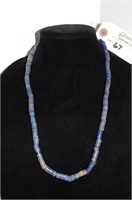 23" Lapis Lazuli Bead Necklace On Husk Chain