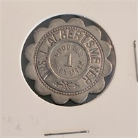 Mrs. L. Albertsmeyer One Quart Milk Trade Token