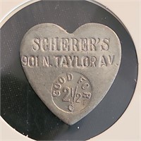 2½¢ Trade Token Scherer's 901 N Taylor Ave