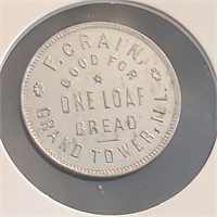 F. Crain 1 Bread Loaf Trade Token Grand Tower