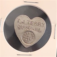 5¢ Trade Token T.J. Terry Carbon, ILL