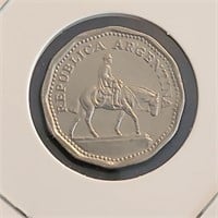 1968 Argentina 10 Pesos Gaucho Cowboy Coin