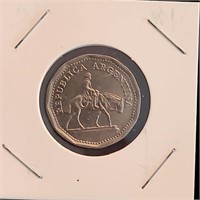 1968 Argentina 10 Pesos Gaucho Cowboy Coin