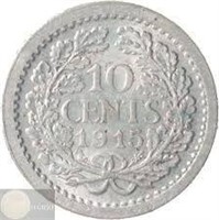 1915 10 Cent Netherlands Dime - Silver Dutch Coin