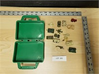 Lot of Mini Plastic Tanks and Jets, In Green Case